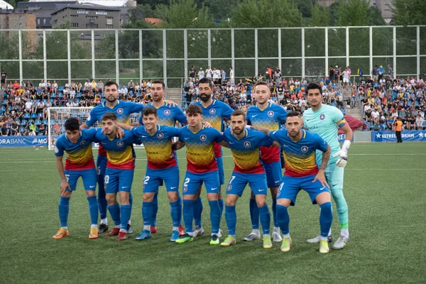 Andorra La Vella, Andorra. 22 Mayıs 2022. 2022 'de FC Andorra 1 ile UCAM Murcia arasındaki ilk RFEF karşılaşmasında yer alan oyuncular.