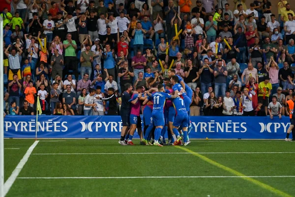 Andorra La Vella, Andorra. 22 Mayıs 2022. 2022 'de FC Andorra 1 ile UCAM Murcia arasındaki ilk RFEF karşılaşmasında yer alan oyuncular.