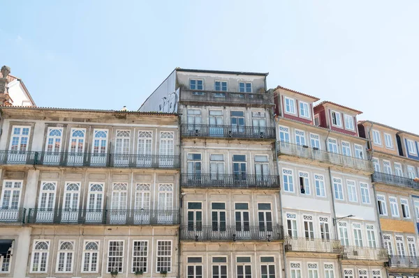 Facciate Case Con Piastrelle Nella Città Porto Nell Estate Del — Foto Stock