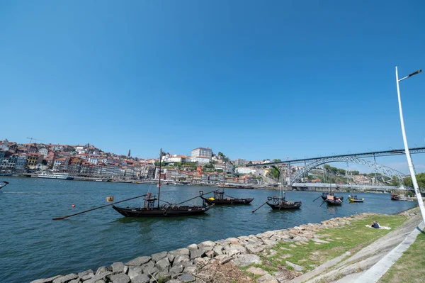 Порт Португалия 2022 Мая Старые Винные Лодки Побережье Рио Дору — стоковое фото