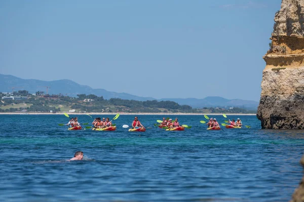 Lagos Portugal 2022 May Kayak Excursions Visit Caves Cave Tourist — Stock Photo, Image