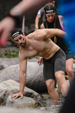 Encamp, Andorra: 11 Haziran 2022: 11 Haziran 2022 tarihinde Andorra 'da düzenlenen 2020 Sparta Yarış Engelli Yarış Yarışına yarışmacılar katıldı..