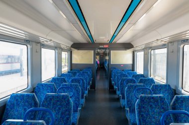 Lagos, Portekiz. 6 Mayıs 2022. Portekiz 'in Comboios de Portugal şehrinin Algarve şehrindeki trenleri.