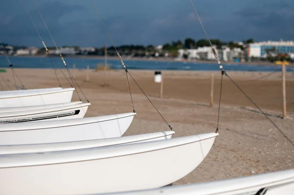 Boats Shore Comarruga Beach Tarragona Spain — Stock Photo, Image