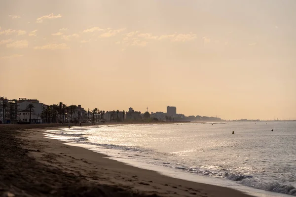 Sunset Coma Ruga Beach Tarragona Spain — Zdjęcie stockowe