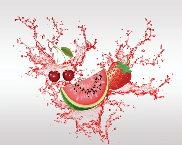 Splash vektör kırmızı taze meyve — Stok Vektör
