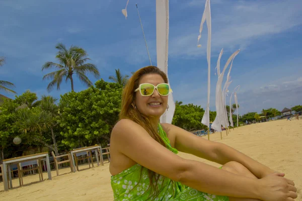 Beautiful Young Woman Beach Bali — Stock Photo, Image