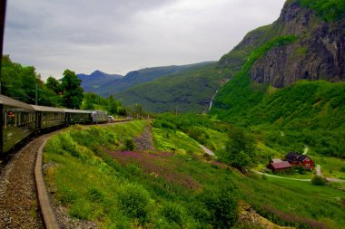 Yazın Norveç 'te dağlarda yol