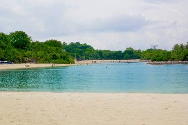 Sentosa Adası, Singapur 'daki güzel sahil manzarası.