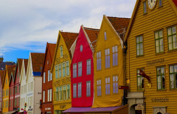 Belles Maisons Dans Vieille Ville Bergen Nord — Photo