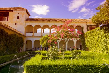 Güzel bir Alhambra Sarayı manzarası, Granada İspanya