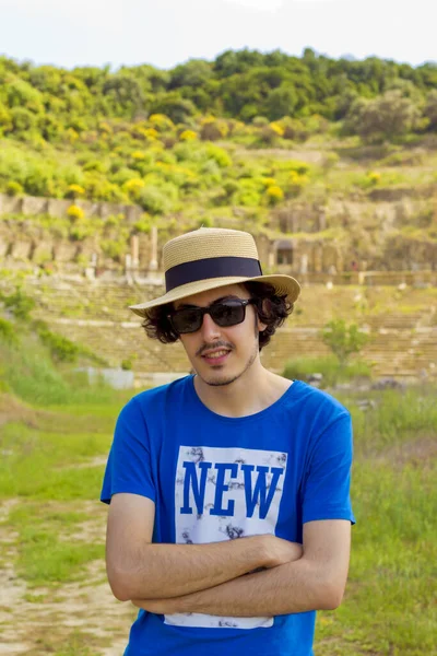 Handsome Man Sunglasses Magnesia Ancient City Turkey — ストック写真