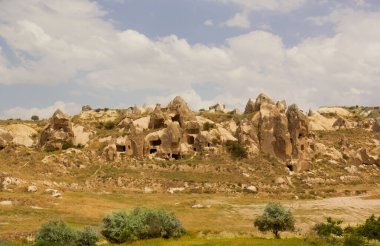 Türkiye 'nin başkenti Kapadokya' da balonlarla Goreme Ulusal Parkı 'nın güzel manzarası