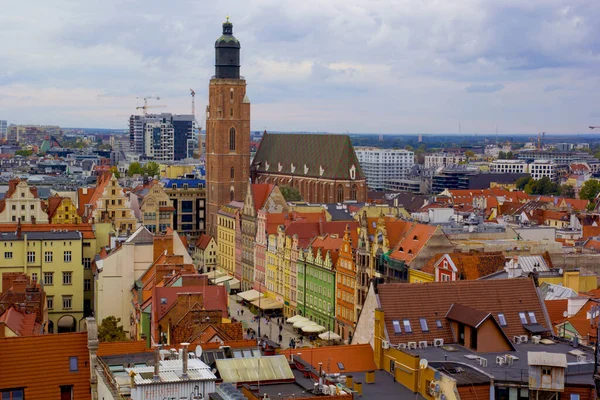 Kleurrijke Oude Huizen Oude Stad Wrok Polen Rechtenvrije Stockfoto's