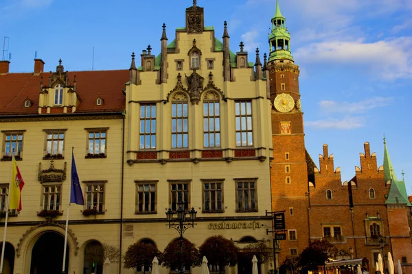 Красочные Старые Дома Старом Городе Вроцлаве Польше — стоковое фото