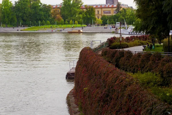 Uitzicht Rivier Brug Wrok Stad Poland — Stockfoto