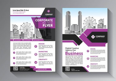 Broşür tasarımı, modern tasarım, yıllık rapor, poster, renkli üçgenleri olan A4 broşürü, teknoloji, bilim ve ışık arka planlı geometrik şekiller.