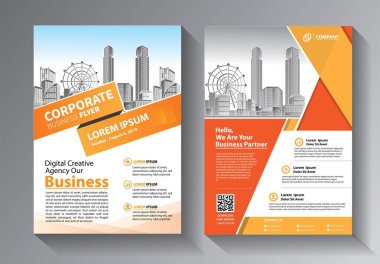 Broşür tasarımı, modern tasarım, yıllık rapor, poster, renkli üçgenleri olan A4 broşürü, teknoloji, bilim ve ışık arka planlı geometrik şekiller.