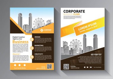 Broşür tasarımı, modern tasarım, yıllık rapor, poster, renkli üçgenleri olan A4 broşürü, teknoloji, bilim ve ışık arka planlı geometrik şekiller.