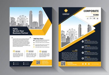 Broşür tasarımı, modern tasarım, yıllık rapor, poster, renkli üçgenleri olan A4 broşürü, teknoloji, bilim ve ışık arka planlı geometrik şekiller.