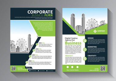 Broşür tasarımı, modern tasarım, yıllık rapor, poster, renkli üçgenleri olan A4 broşürü, teknoloji, bilim ve ışık arka planlı geometrik şekiller.