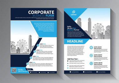 Broşür tasarımı, modern tasarım, yıllık rapor, poster, renkli üçgenleri olan A4 broşürü, teknoloji, bilim ve ışık arka planlı geometrik şekiller.