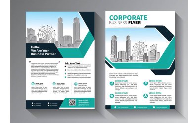 Broşür tasarımı, modern tasarım, yıllık rapor, poster, renkli üçgenleri olan A4 broşürü, teknoloji, bilim ve ışık arka planlı geometrik şekiller.