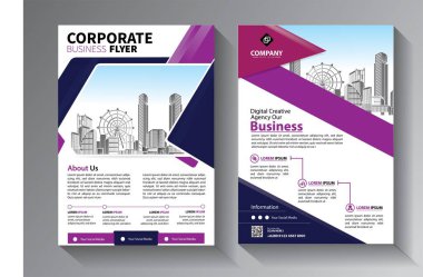 Broşür tasarımı, modern tasarım, yıllık rapor, poster, renkli üçgenleri olan A4 broşürü, teknoloji, bilim ve ışık arka planlı geometrik şekiller.