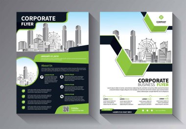 Broşür tasarımı, modern tasarım, yıllık rapor, poster, renkli üçgenleri olan A4 broşürü, teknoloji, bilim ve ışık arka planlı geometrik şekiller.