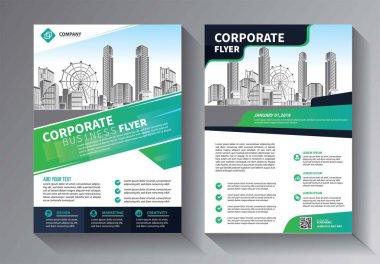 Broşür tasarımı, modern tasarım, yıllık rapor, poster, renkli üçgenleri olan A4 broşürü, teknoloji, bilim ve ışık arka planlı geometrik şekiller.