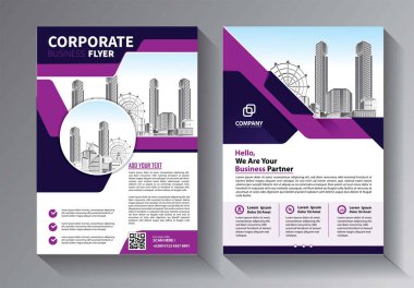 Broşür tasarımı, modern tasarım, yıllık rapor, poster, renkli üçgenleri olan A4 broşürü, teknoloji, bilim ve ışık arka planlı geometrik şekiller.