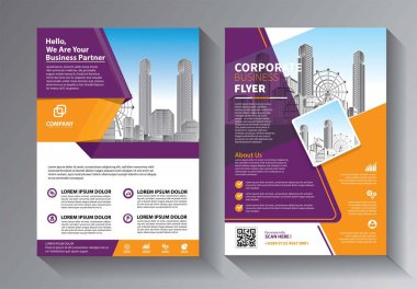 Broşür tasarımı, modern tasarım, yıllık rapor, poster, renkli üçgenleri olan A4 broşürü, teknoloji, bilim ve ışık arka planlı geometrik şekiller.