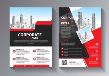 Broşür tasarımı, modern tasarım, yıllık rapor, poster, renkli üçgenleri olan A4 broşürü, teknoloji, bilim ve ışık arka planlı geometrik şekiller.