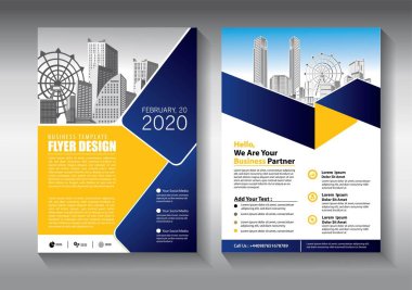 Broşür tasarımı, modern tasarım, yıllık rapor, poster, renkli üçgenleri olan A4 broşürü, teknoloji, bilim ve ışık arka planlı geometrik şekiller.