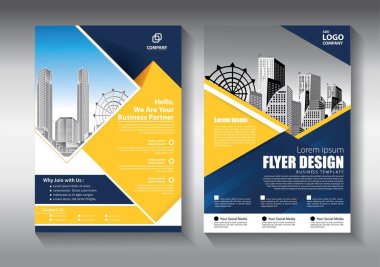 Broşür tasarımı, modern tasarım, yıllık rapor, poster, renkli üçgenleri olan A4 broşürü, teknoloji, bilim ve ışık arka planlı geometrik şekiller.