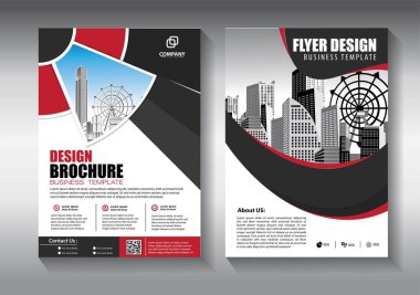 Broşür tasarımı, modern tasarım, yıllık rapor, poster, renkli üçgenleri olan A4 broşürü, teknoloji, bilim ve ışık arka planlı geometrik şekiller.