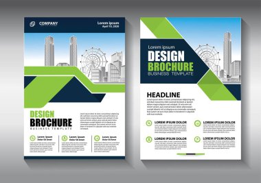 Broşür tasarımı, modern tasarım, yıllık rapor, poster, renkli üçgenleri olan A4 broşürü, teknoloji, bilim ve ışık arka planlı geometrik şekiller.