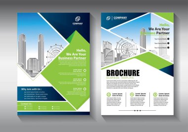 Broşür tasarımı, modern tasarım, yıllık rapor, poster, renkli üçgenleri olan A4 broşürü, teknoloji, bilim ve ışık arka planlı geometrik şekiller.