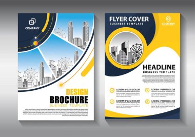 Broşür tasarımı, modern tasarım, yıllık rapor, poster, renkli üçgenleri olan A4 broşürü, teknoloji, bilim ve ışık arka planlı geometrik şekiller.