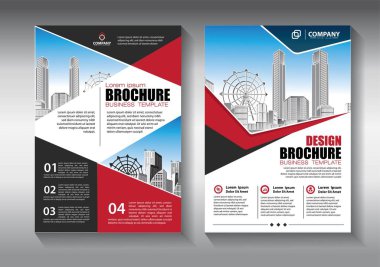 Broşür tasarımı, modern tasarım, yıllık rapor, poster, renkli üçgenleri olan A4 broşürü, teknoloji, bilim ve ışık arka planlı geometrik şekiller.