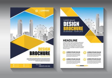 Broşür tasarımı, modern tasarım, yıllık rapor, poster, renkli üçgenleri olan A4 broşürü, teknoloji, bilim ve ışık arka planlı geometrik şekiller.