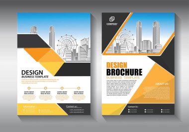 Broşür tasarımı, modern tasarım, yıllık rapor, poster, renkli üçgenleri olan A4 broşürü, teknoloji, bilim ve ışık arka planlı geometrik şekiller.