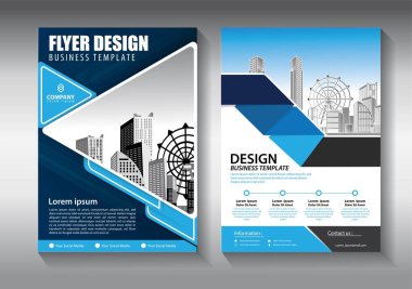 Broşür tasarımı, modern tasarım, yıllık rapor, poster, renkli üçgenleri olan A4 broşürü, teknoloji, bilim ve ışık arka planlı geometrik şekiller.