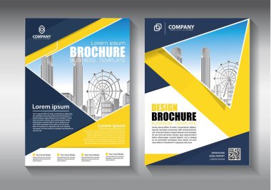 Broşür tasarımı, modern tasarım, yıllık rapor, poster, renkli üçgenleri olan A4 broşürü, teknoloji, bilim ve ışık arka planlı geometrik şekiller.