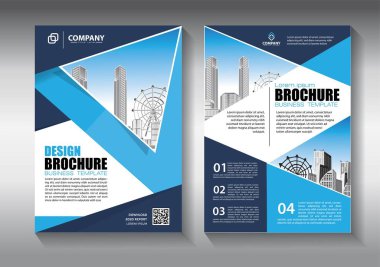 Broşür tasarımı, modern tasarım, yıllık rapor, poster, renkli üçgenleri olan A4 broşürü, teknoloji, bilim ve ışık arka planlı geometrik şekiller.