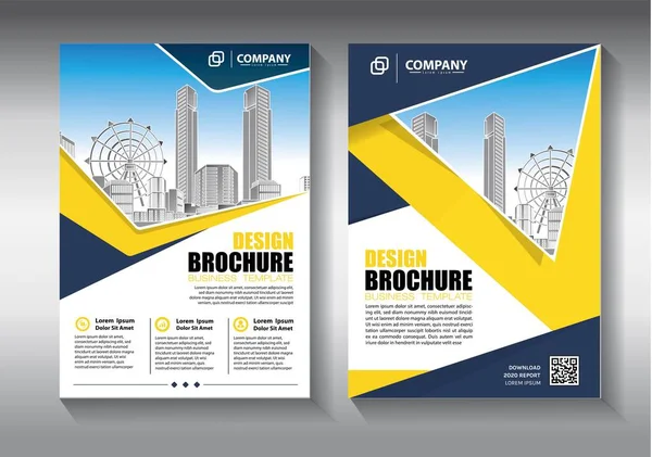 Broşür tasarımı, modern tasarım, yıllık rapor, poster, renkli üçgenleri olan A4 broşürü, teknoloji, bilim ve ışık arka planlı geometrik şekiller.