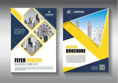 Broşür tasarımı, modern tasarım, yıllık rapor, poster, renkli üçgenleri olan A4 broşürü, teknoloji, bilim ve ışık arka planlı geometrik şekiller.