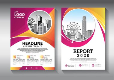 İş soyut vektör şablonu. Broşür tasarımı, modern tasarım, yıllık rapor, poster, renkli üçgenleri olan A4 broşürü, teknoloji, bilim ve ışık arka planlı geometrik şekiller.