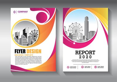 İş soyut vektör şablonu. Broşür tasarımı, modern tasarım, yıllık rapor, poster, renkli üçgenleri olan A4 broşürü, teknoloji, bilim ve ışık arka planlı geometrik şekiller.