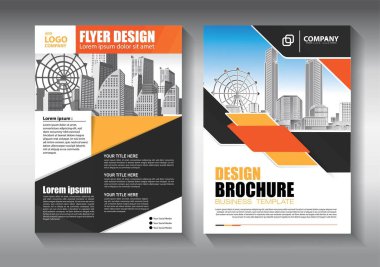 İş soyut vektör şablonu. Broşür tasarımı, modern tasarım, yıllık rapor, poster, renkli üçgenleri olan A4 broşürü, teknoloji, bilim ve ışık arka planlı geometrik şekiller.